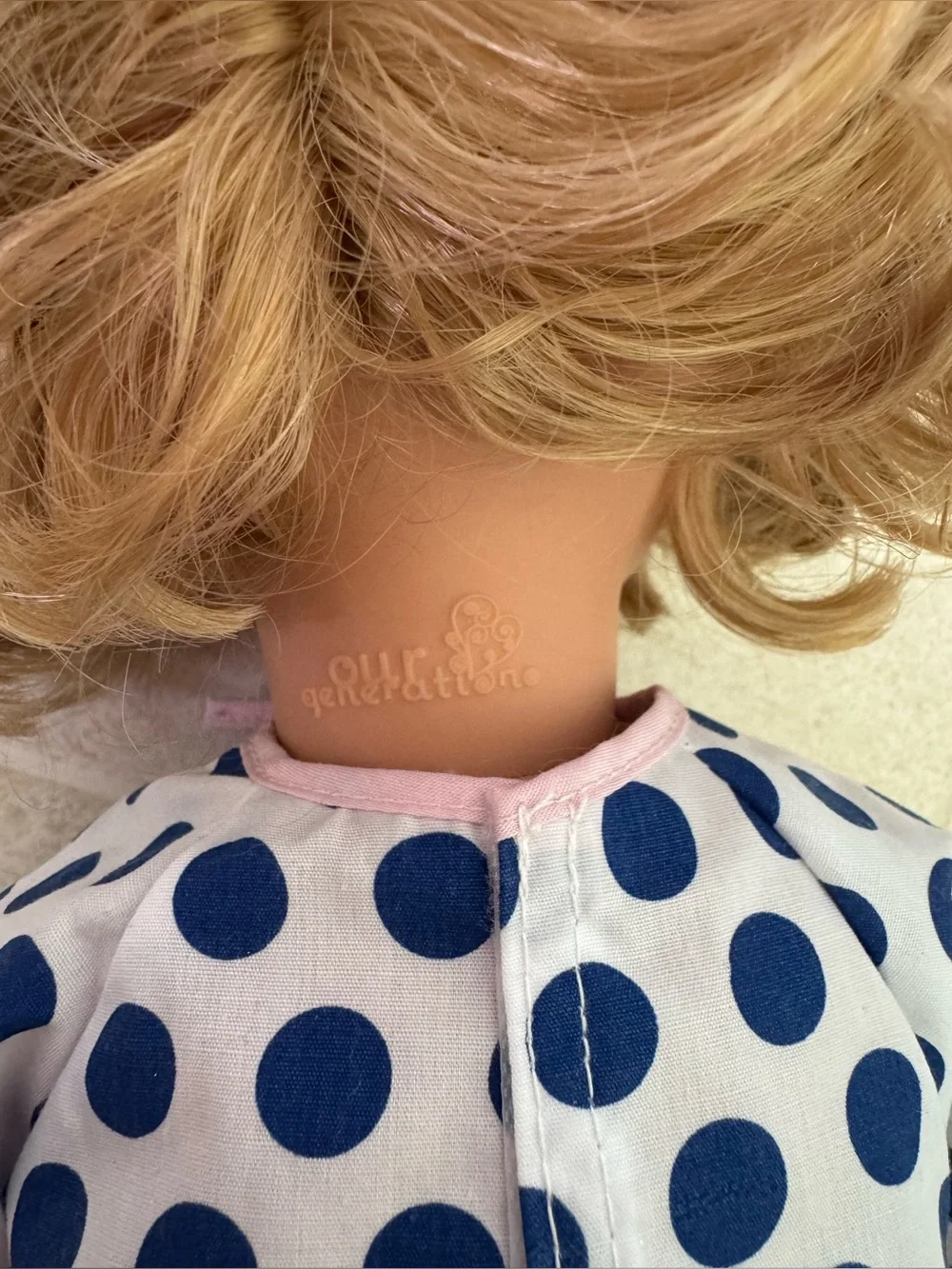 Our Generation 18” Blonde Doll Brown Eyes Curly Hair + Hospital Gown